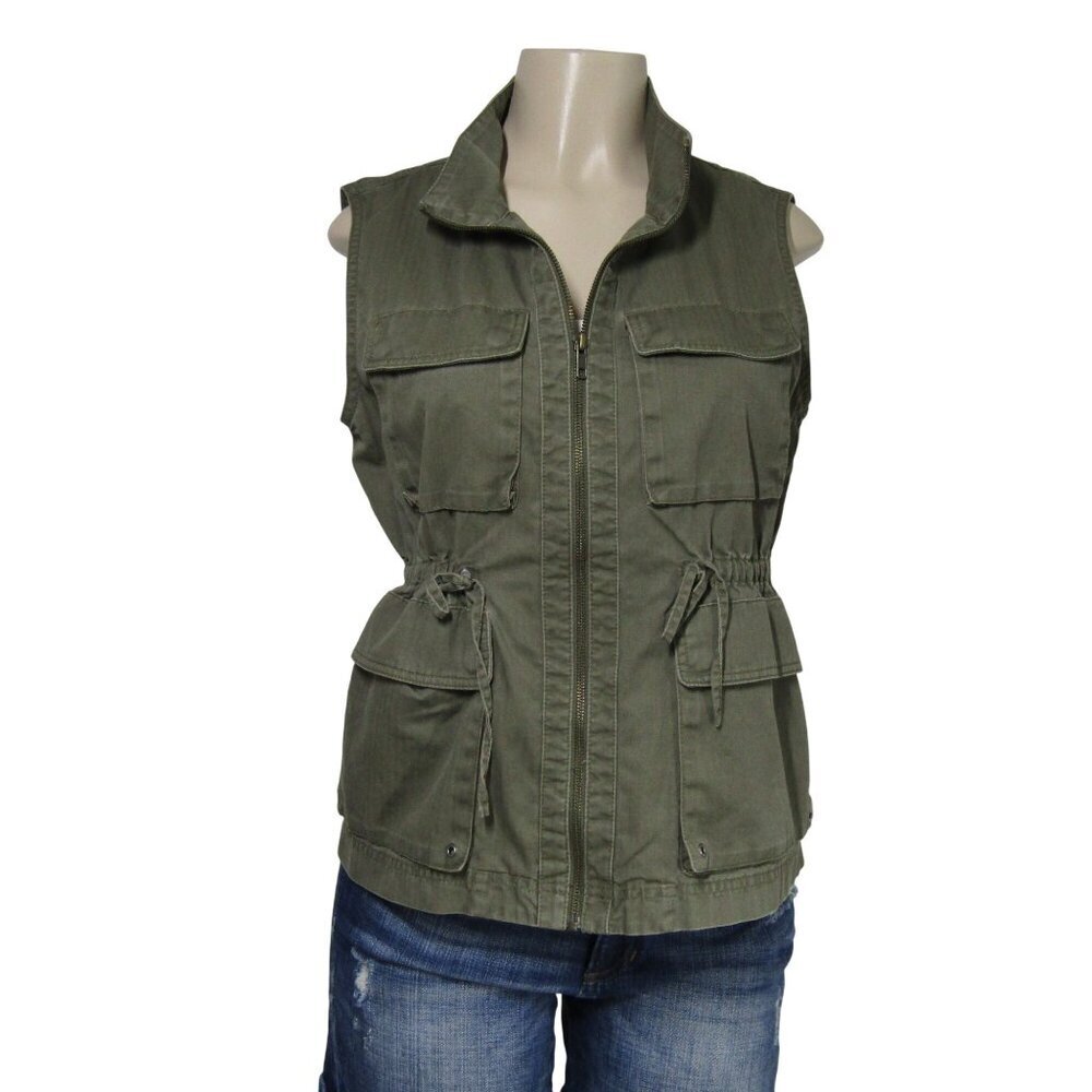 J. Crew Utility Military Hiking Vest Army Olive Green Grunge Cargo Gorpcore M